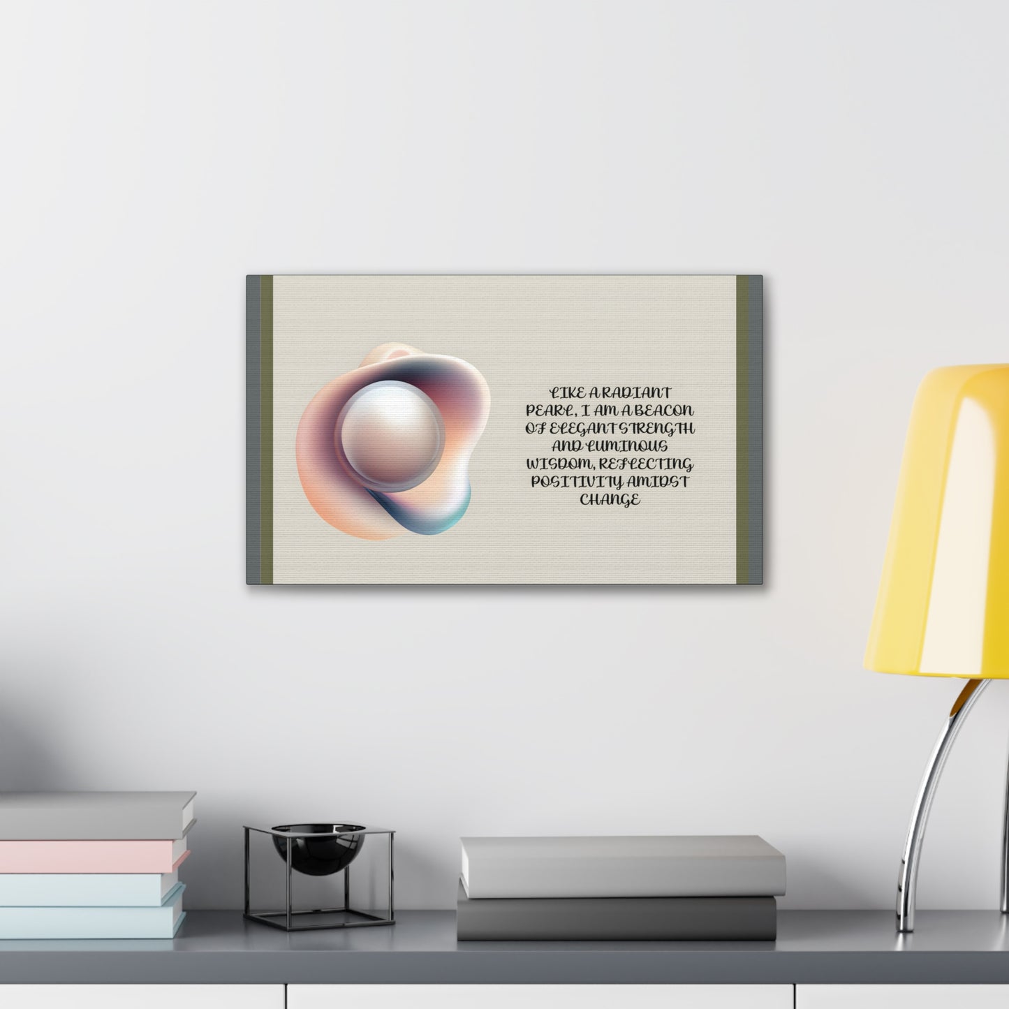 Pearl Essence: Radiant Beacon of Strength Wall Art"