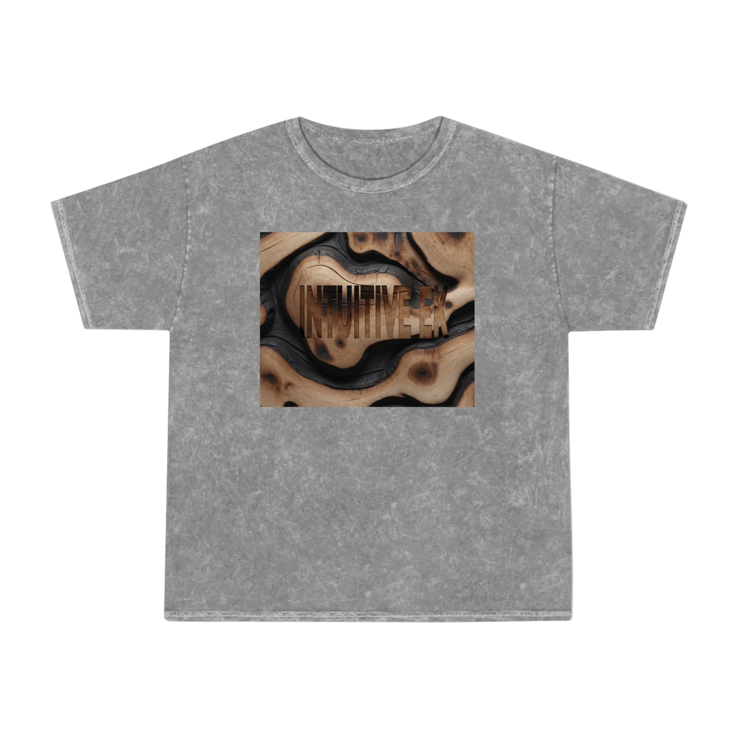 Rustic"INTUITIVE EK" Embossed Hand-Dyed T-Shirt | Vintage Wood Texture Design | 100% Cotton