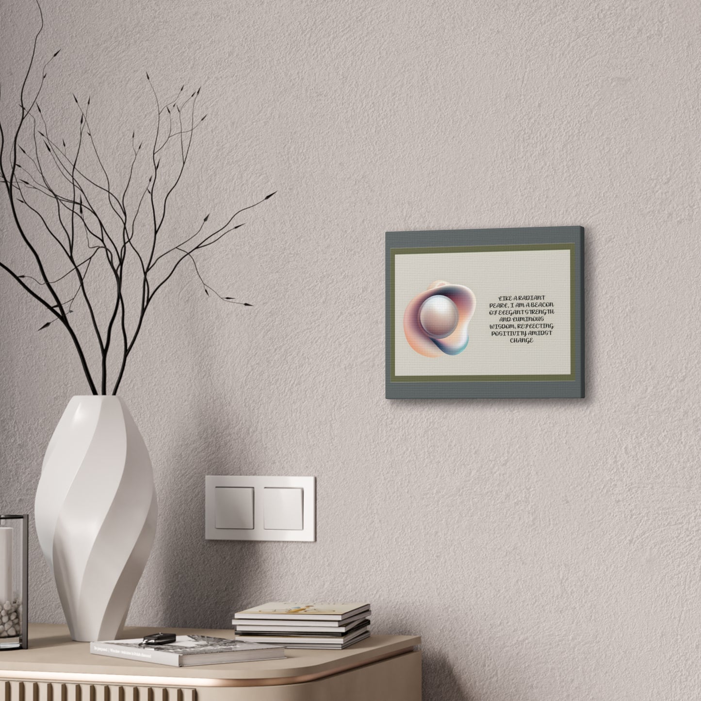 Pearl Essence: Radiant Beacon of Strength Wall Art"