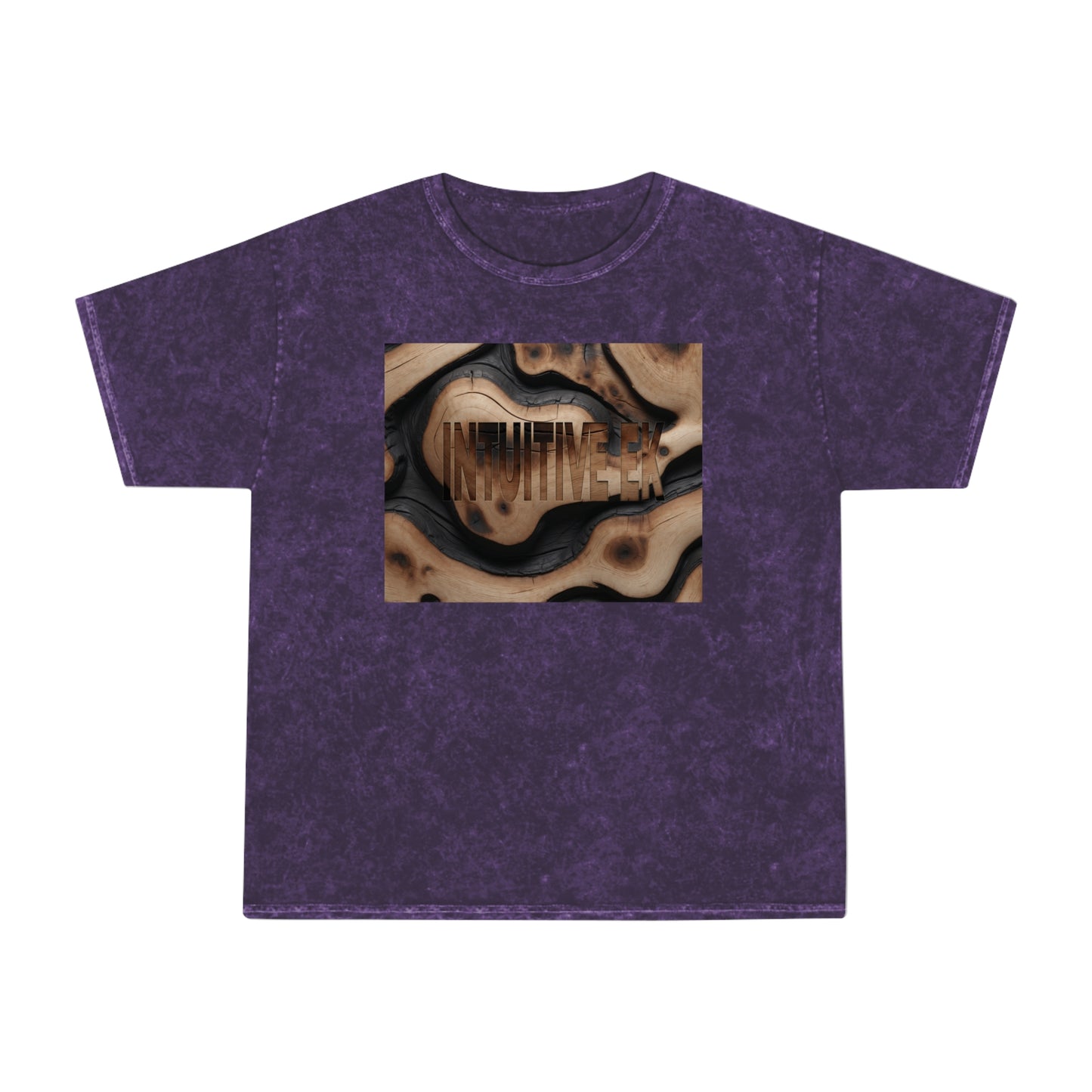 Rustic"INTUITIVE EK" Embossed Hand-Dyed T-Shirt | Vintage Wood Texture Design | 100% Cotton