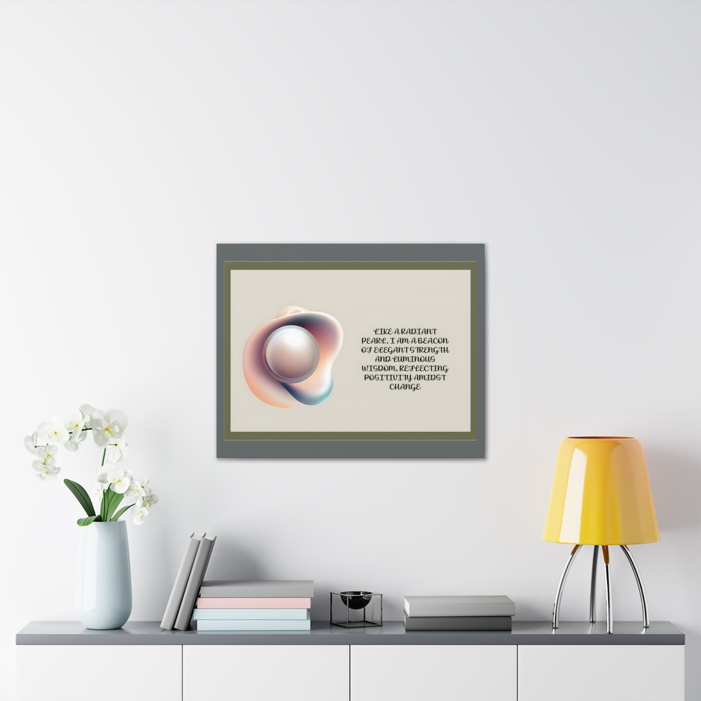 Pearl Essence: Radiant Beacon of Strength Wall Art"