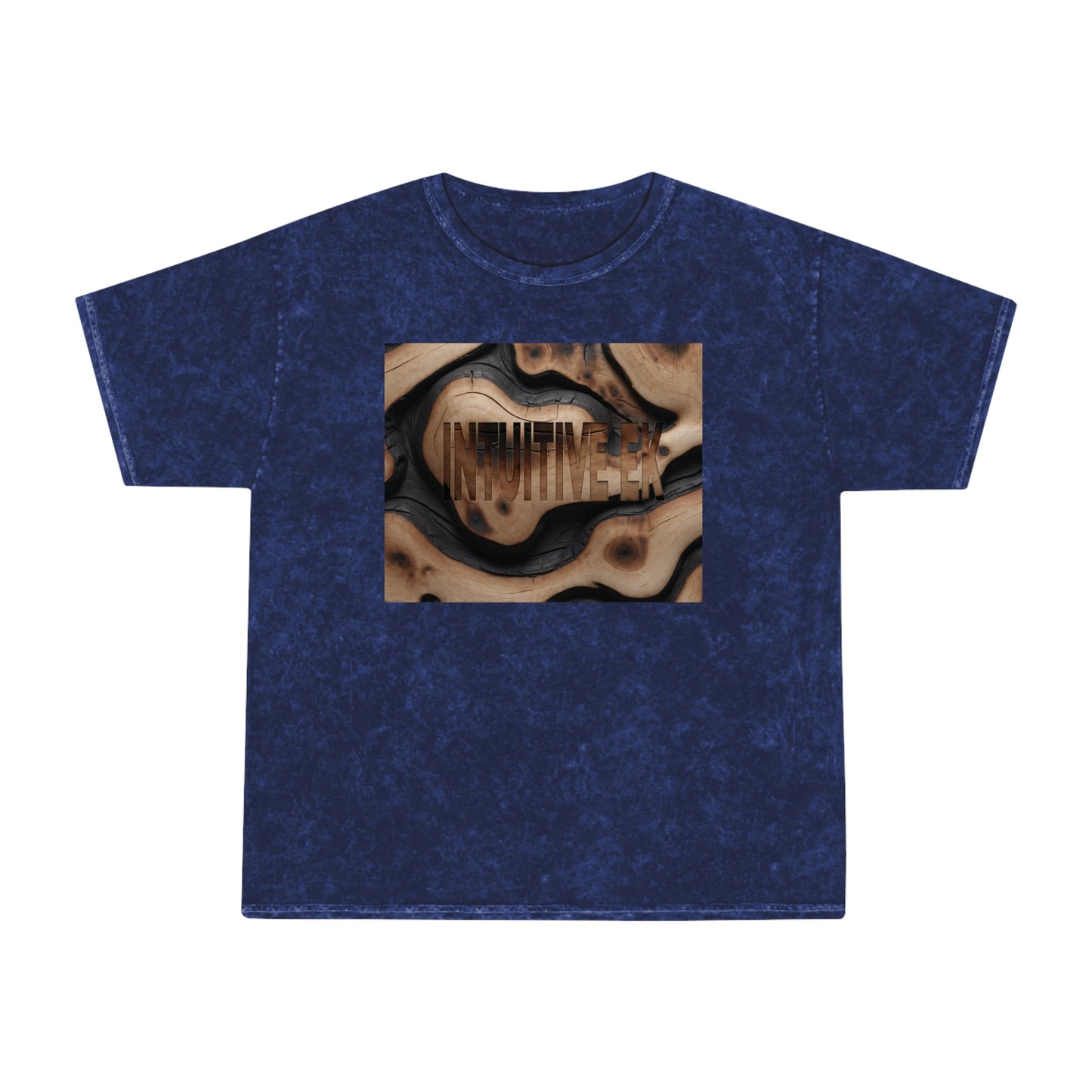 Rustic"INTUITIVE EK" Embossed Hand-Dyed T-Shirt | Vintage Wood Texture Design | 100% Cotton