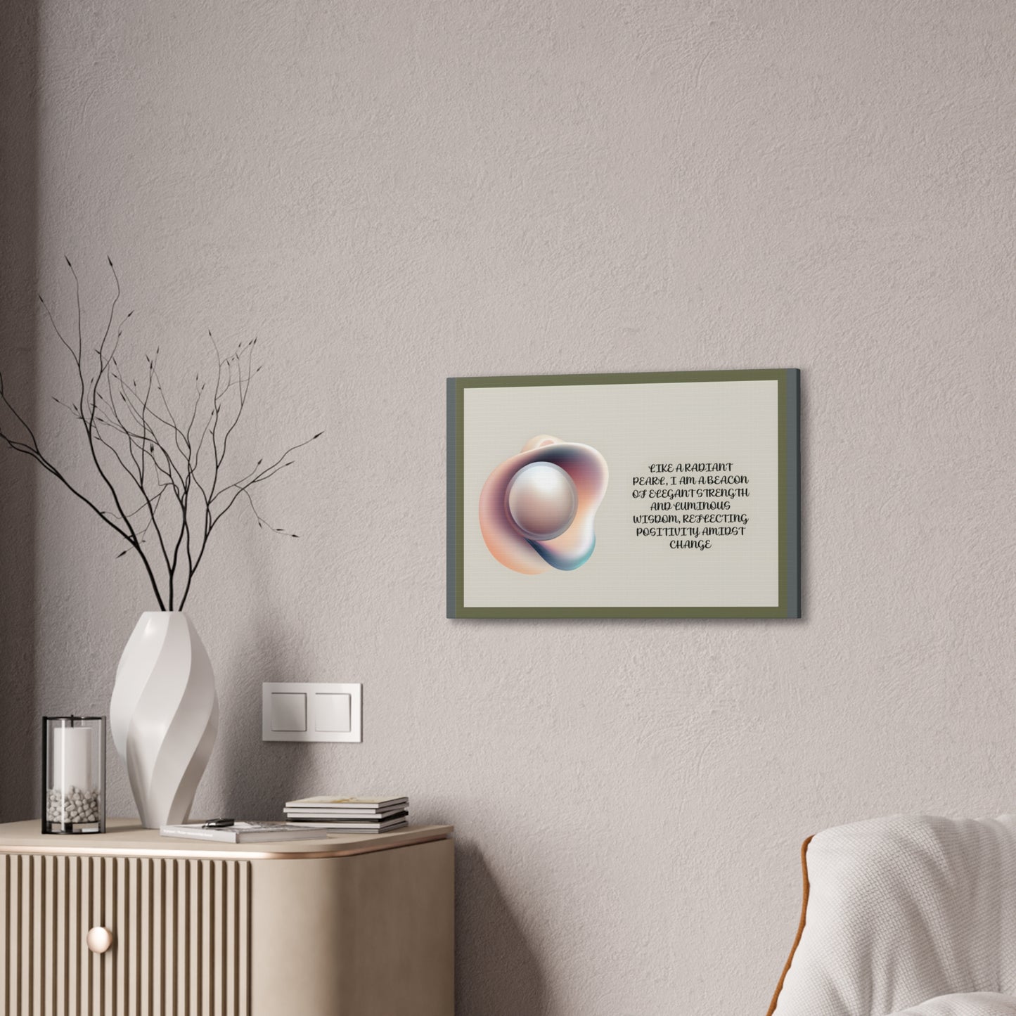 Pearl Essence: Radiant Beacon of Strength Wall Art"