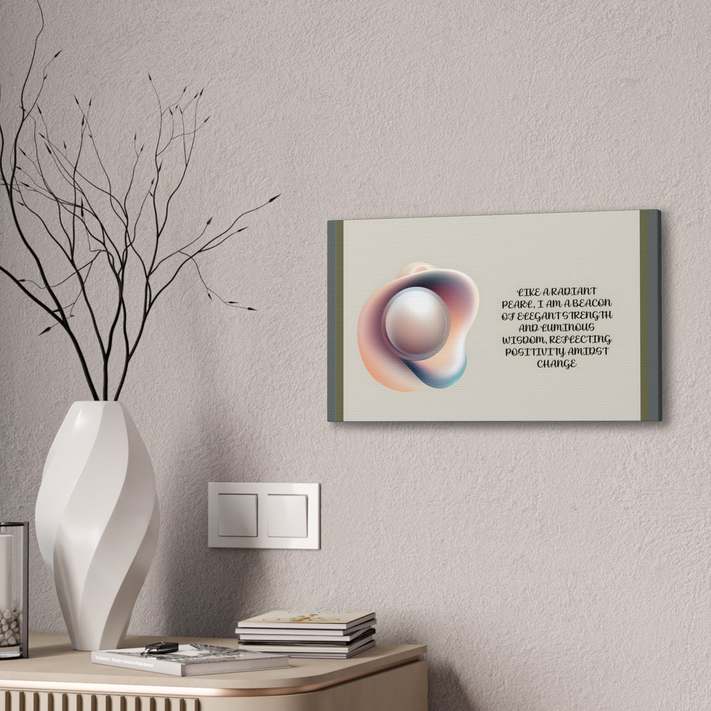 Pearl Essence: Radiant Beacon of Strength Wall Art"