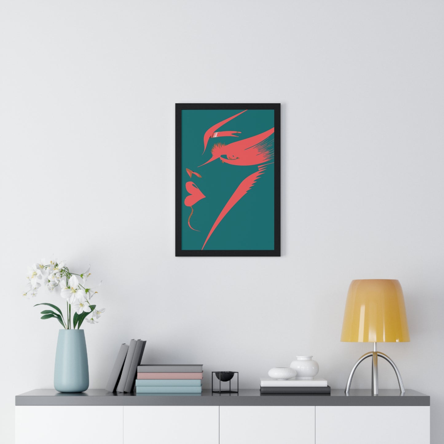 Abstract Female Silhouette Framed Poster - Modern Art for Home Decor