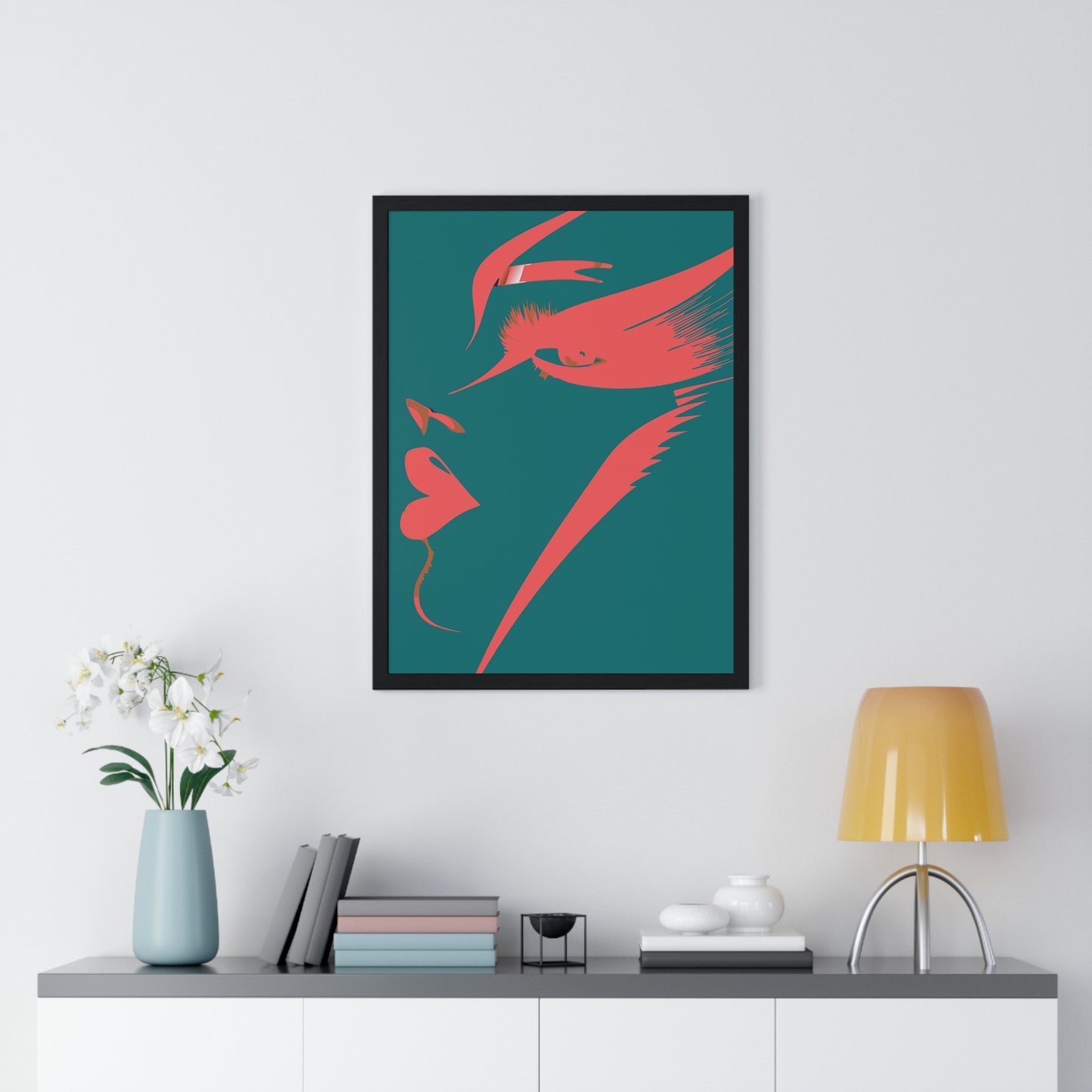 Abstract Female Silhouette Framed Poster - Modern Art for Home Decor
