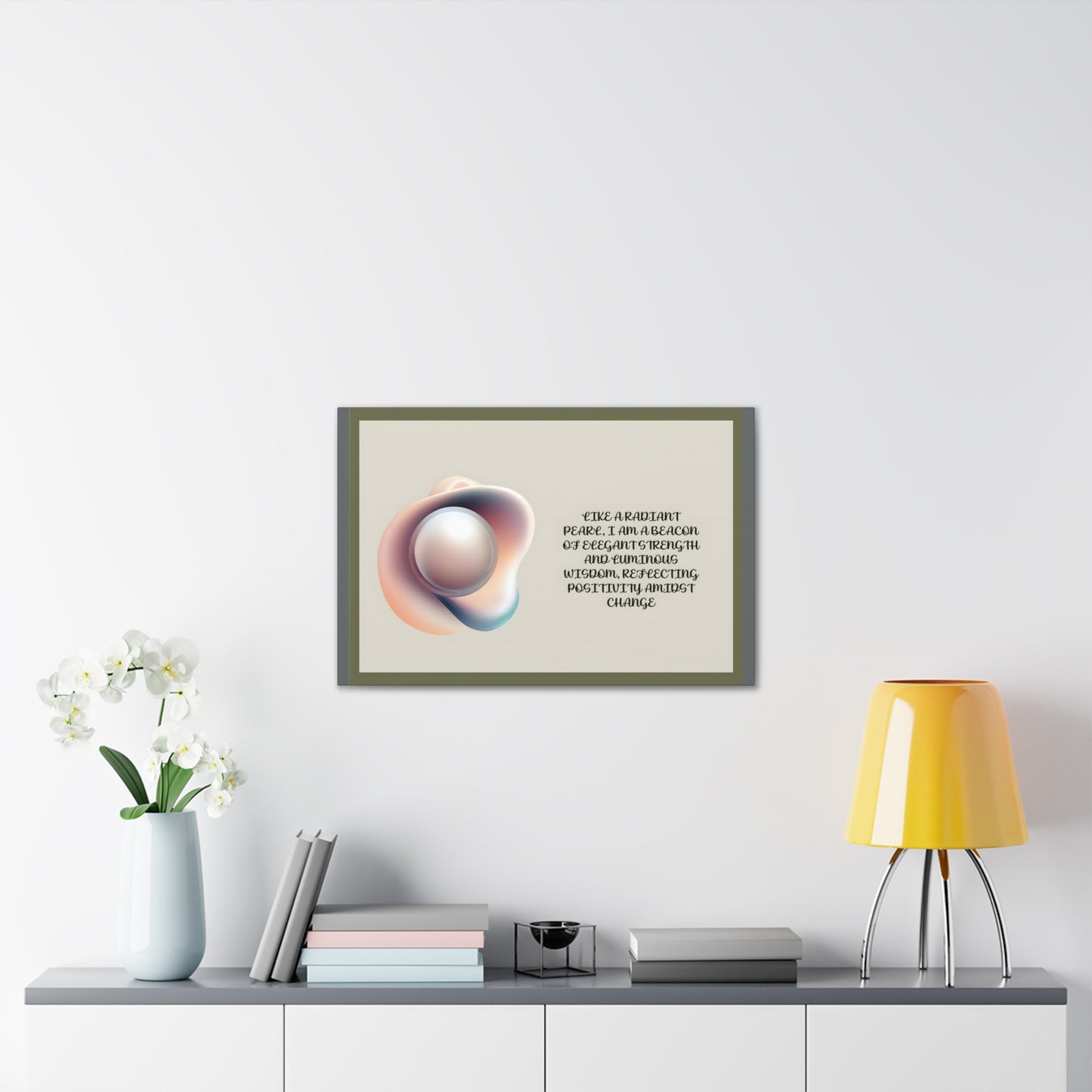 Pearl Essence: Radiant Beacon of Strength Wall Art"