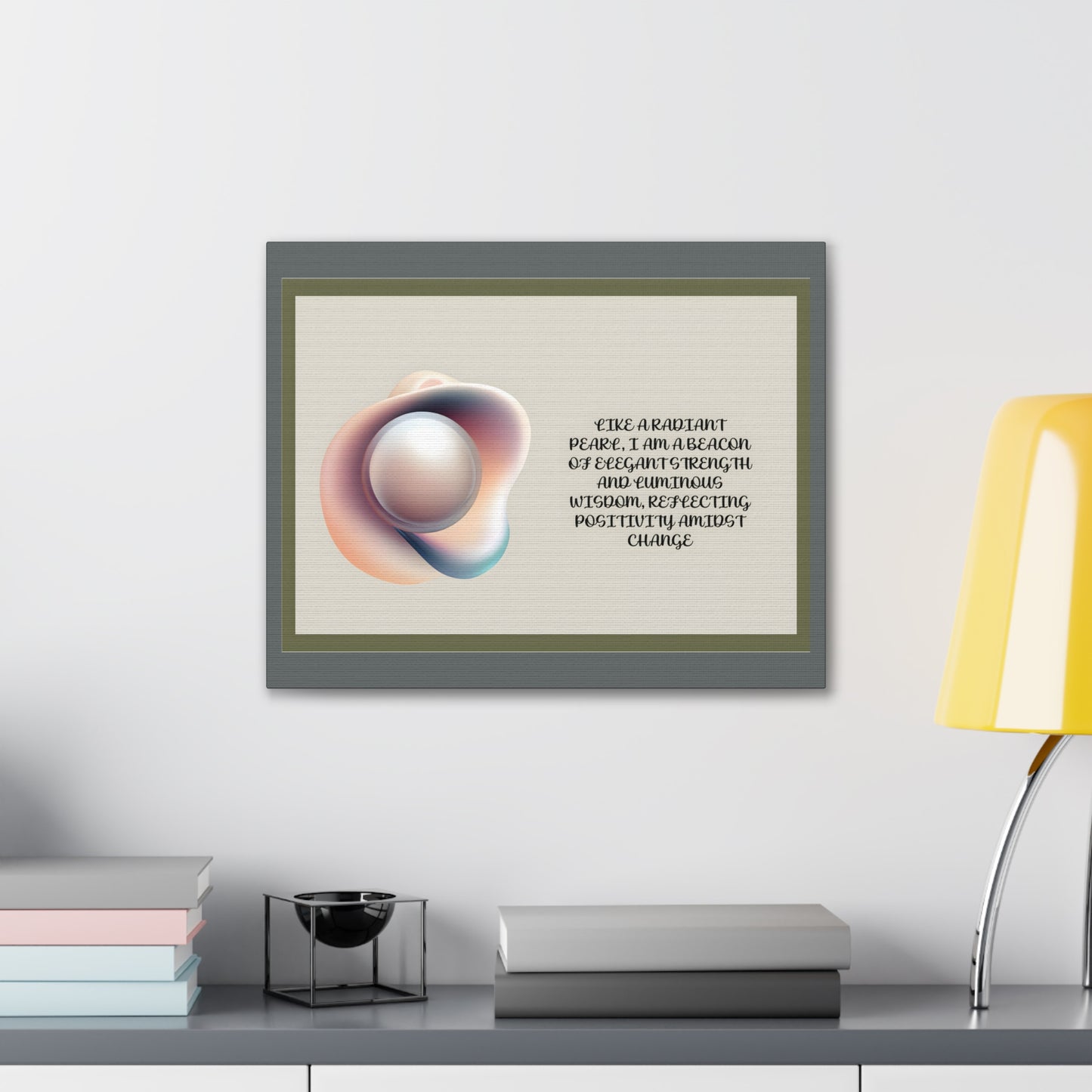 Pearl Essence: Radiant Beacon of Strength Wall Art"