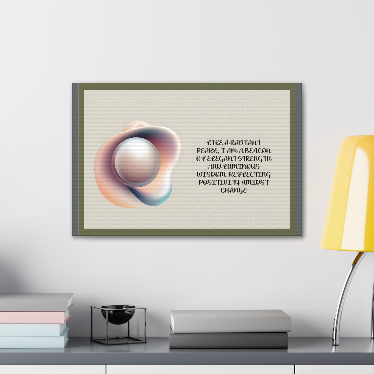 Pearl Essence: Radiant Beacon of Strength Wall Art"
