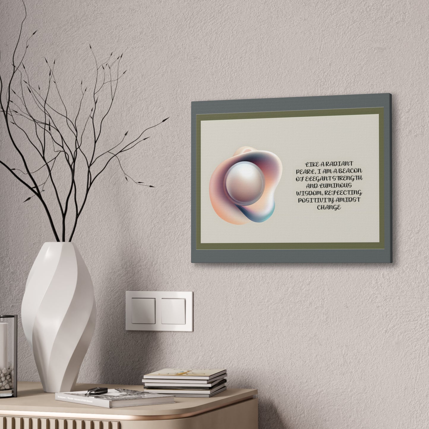 Pearl Essence: Radiant Beacon of Strength Wall Art"