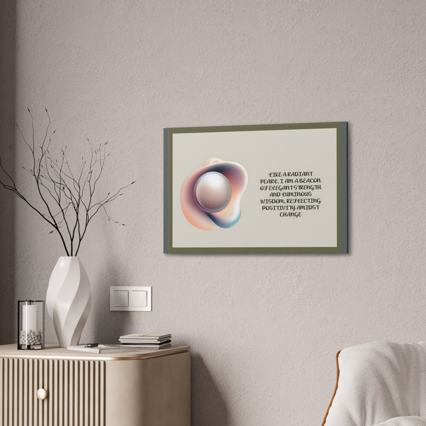 Pearl Essence: Radiant Beacon of Strength Wall Art"