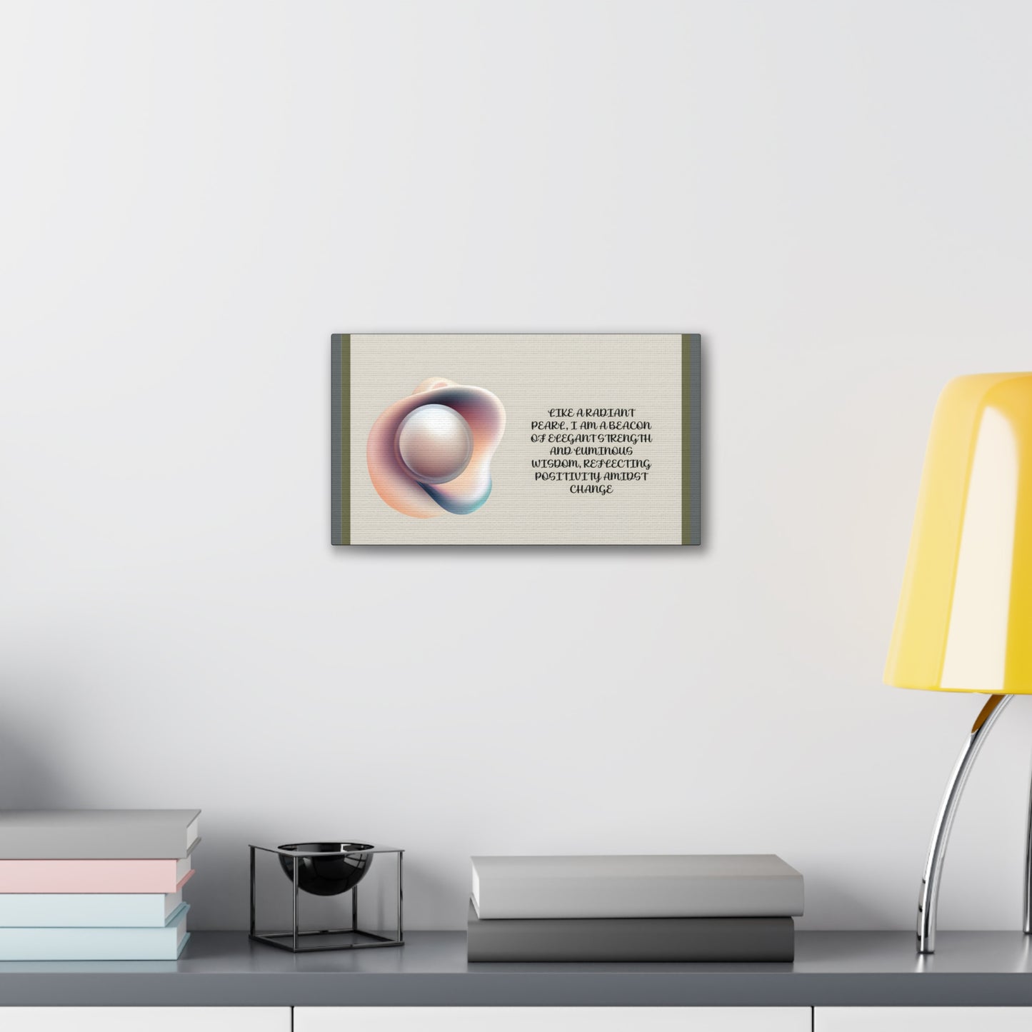 Pearl Essence: Radiant Beacon of Strength Wall Art"