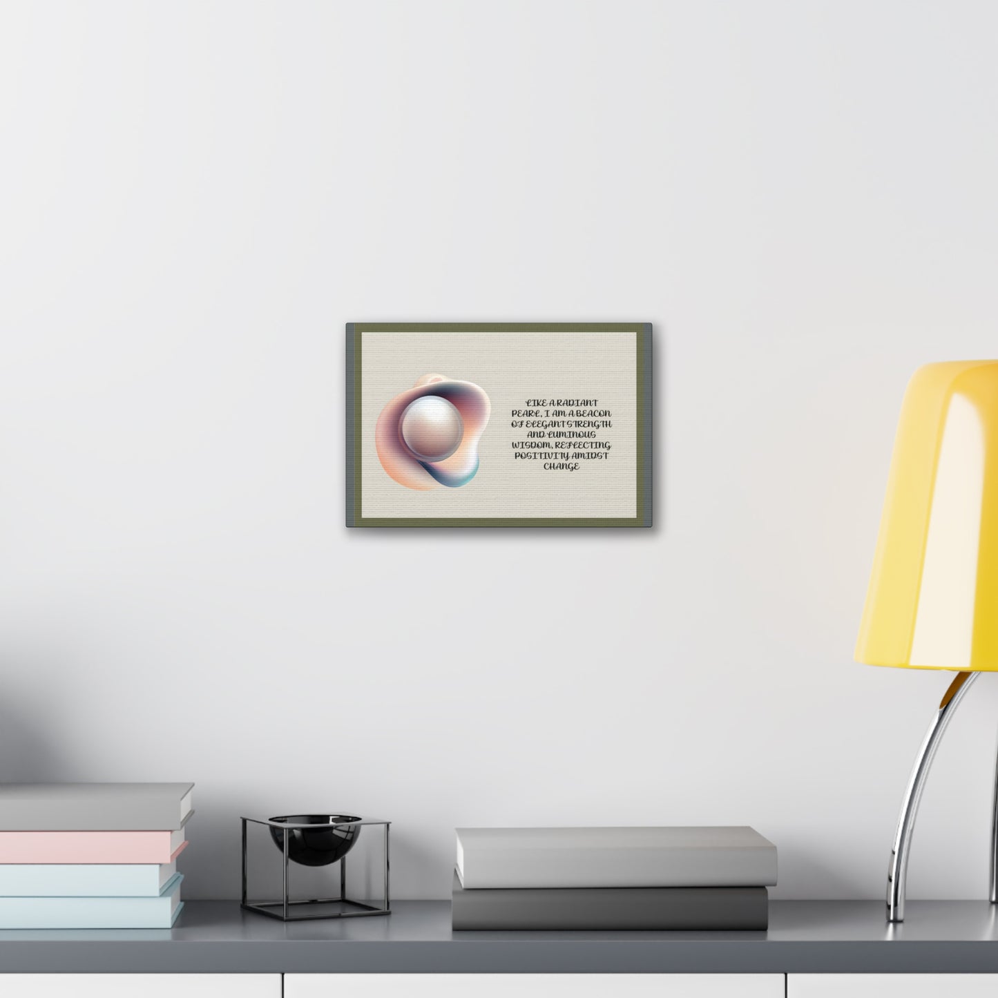 Pearl Essence: Radiant Beacon of Strength Wall Art"