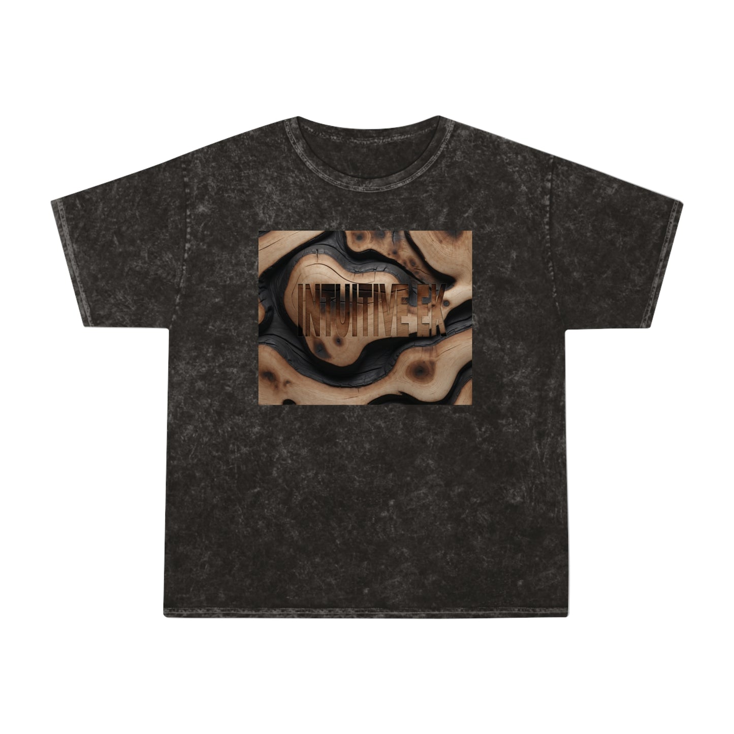 Rustic"INTUITIVE EK" Embossed Hand-Dyed T-Shirt | Vintage Wood Texture Design | 100% Cotton