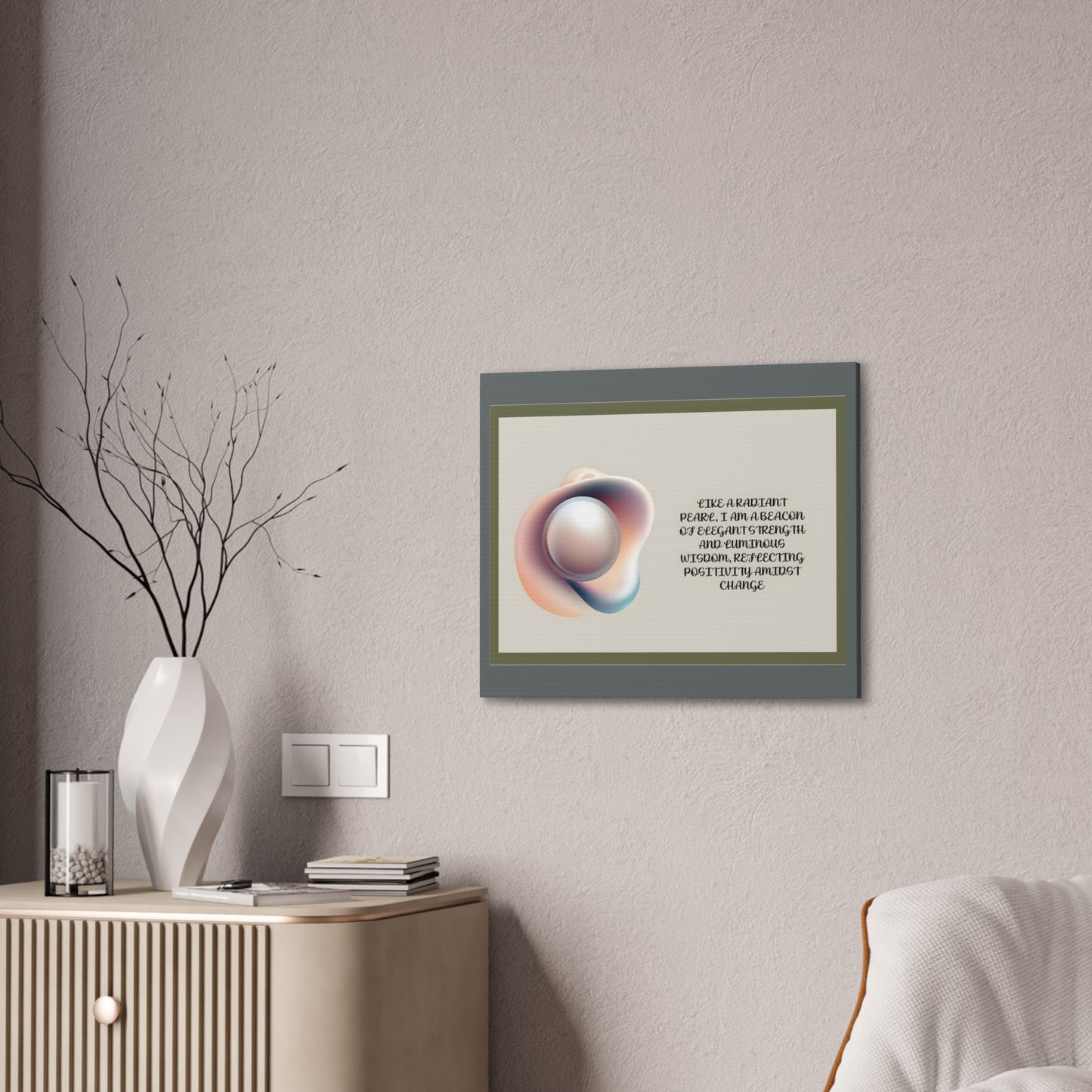 Pearl Essence: Radiant Beacon of Strength Wall Art"