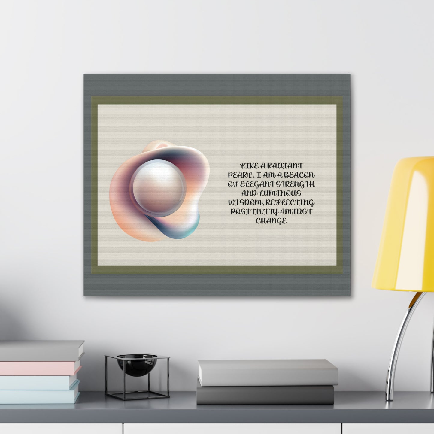 Pearl Essence: Radiant Beacon of Strength Wall Art"