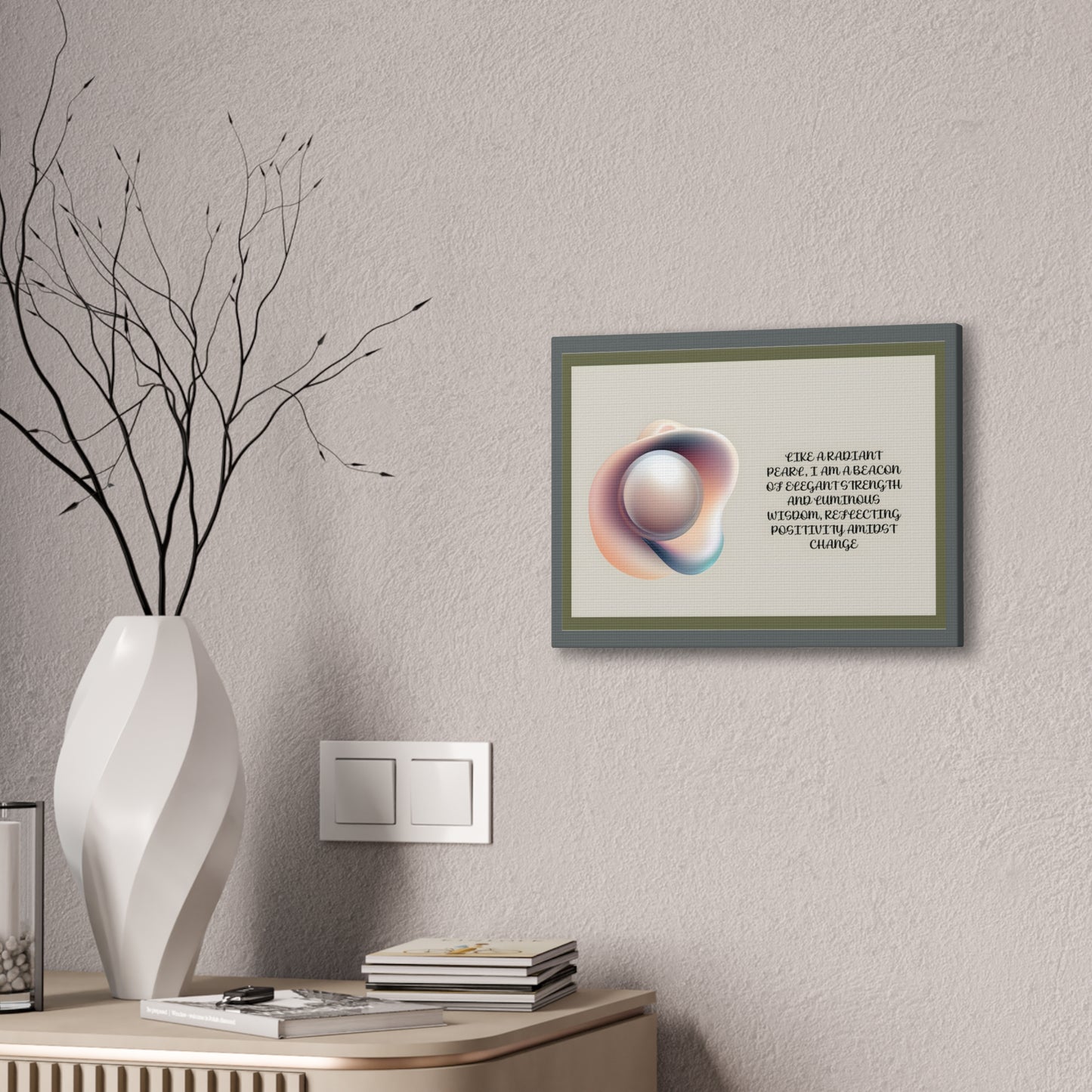 Pearl Essence: Radiant Beacon of Strength Wall Art"