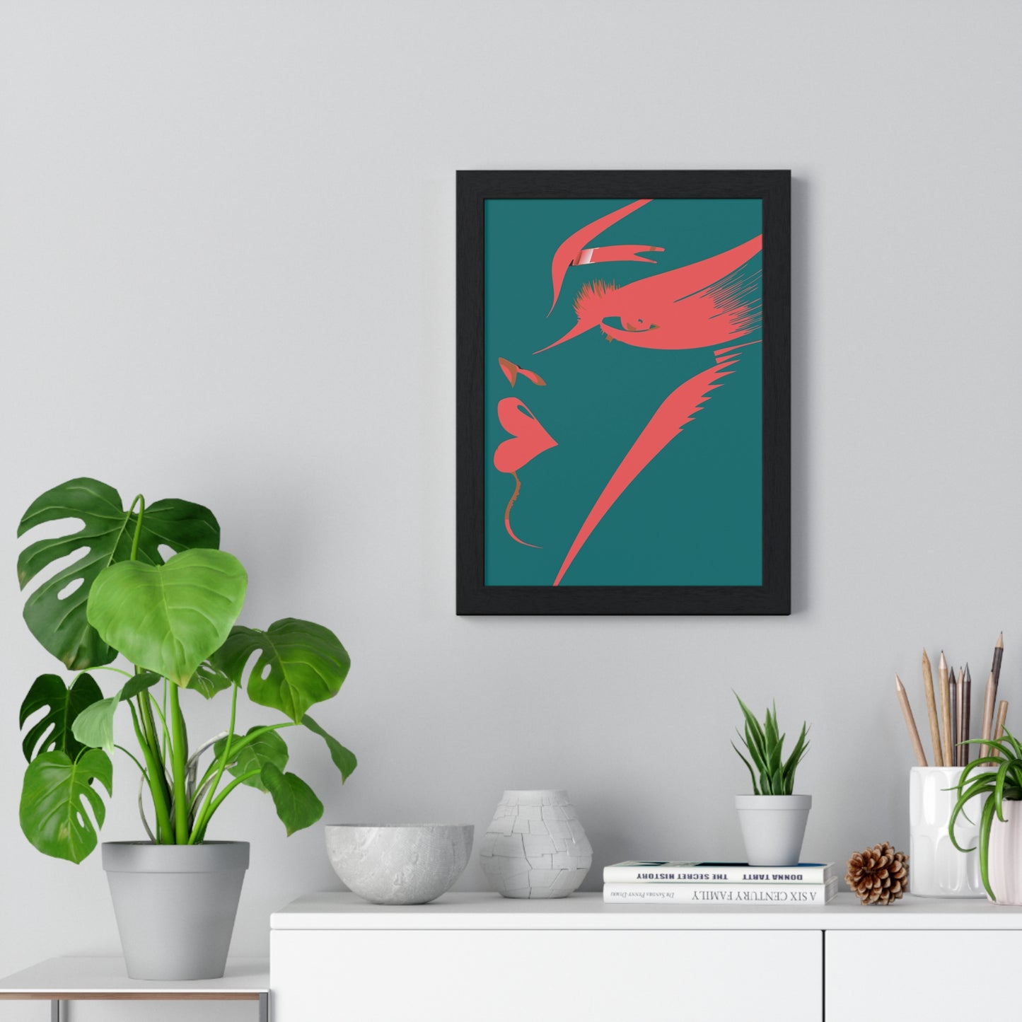 Abstract Female Silhouette Framed Poster - Modern Art for Home Decor