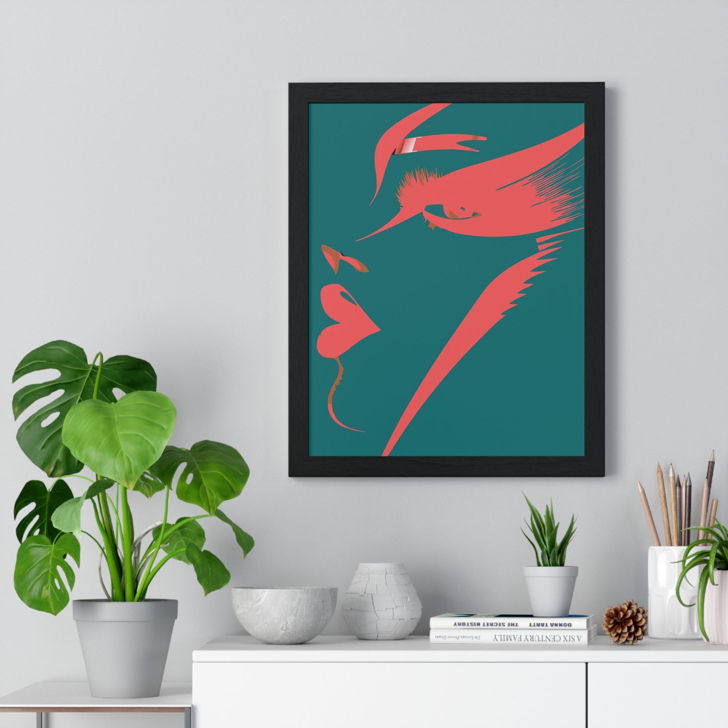 Abstract Female Silhouette Framed Poster - Modern Art for Home Decor