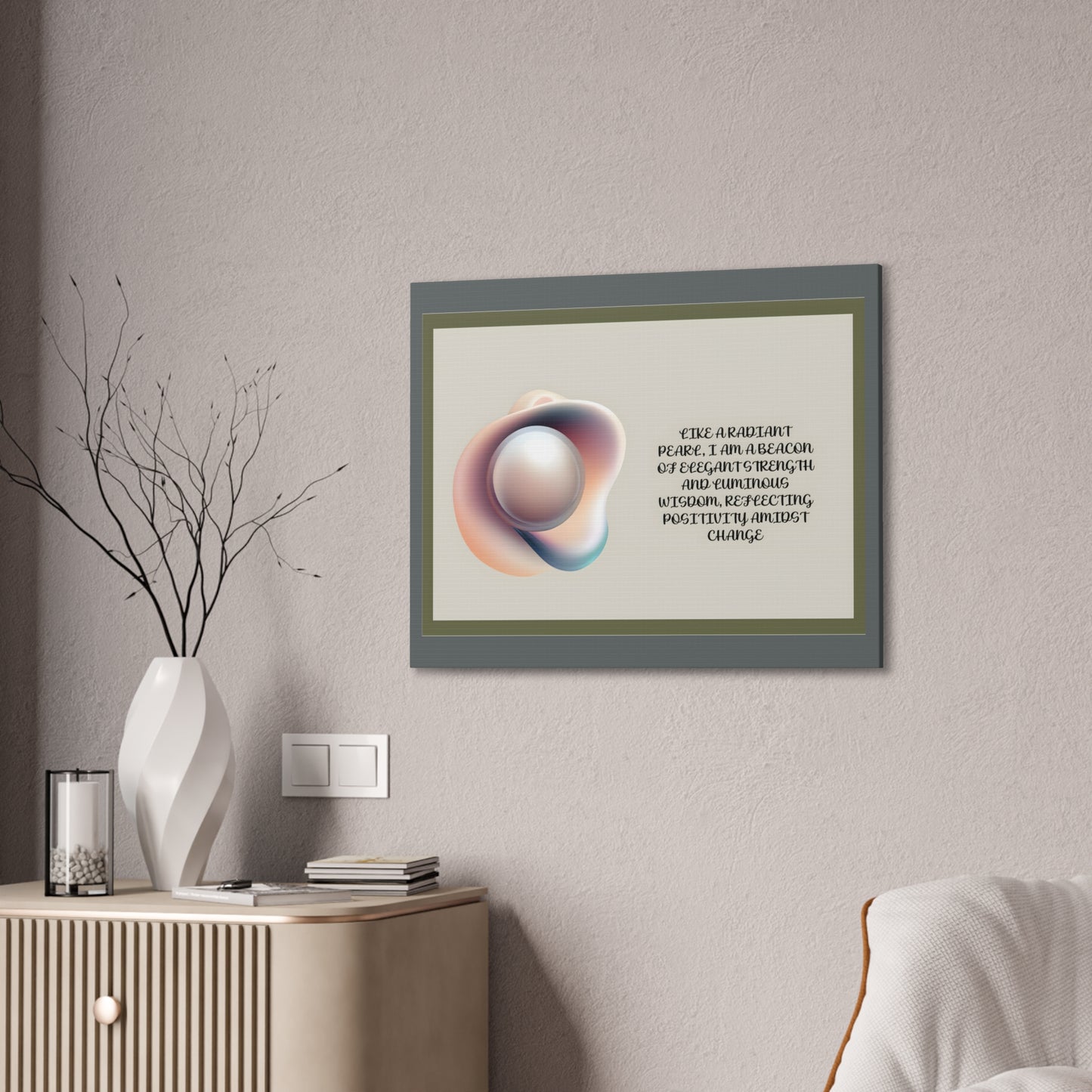 Pearl Essence: Radiant Beacon of Strength Wall Art"