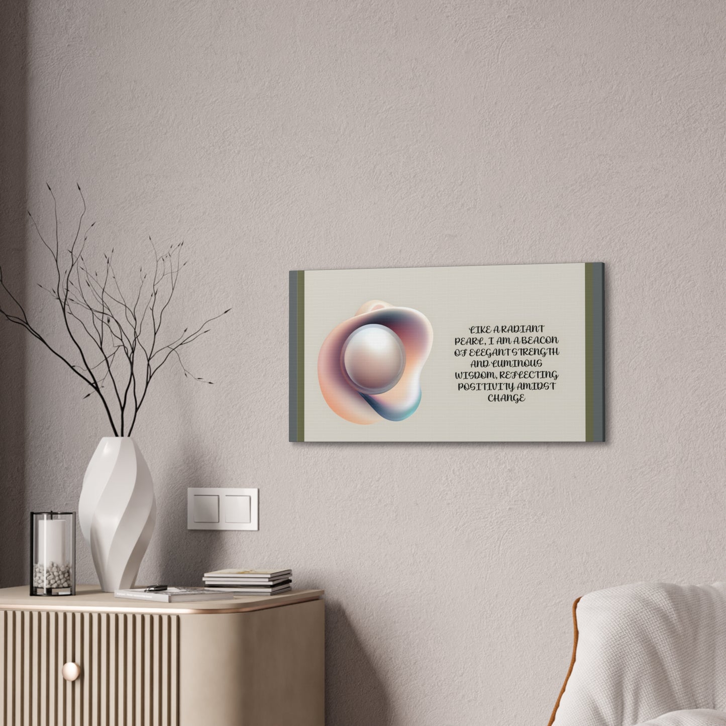 Pearl Essence: Radiant Beacon of Strength Wall Art"